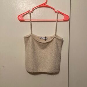 NWT Zara cream, wool knit tank sz L